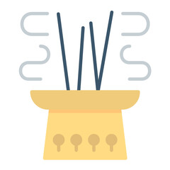 Incense Sticks Flat Multicolor Icon