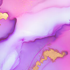 Pastel watercolor alcohol ink texture with gold layers. Paster watercolor alcohol ink background. Generative AI