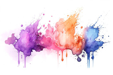 Watercolor Paint Powder Splat Blue Pink Red Orange Explosive blob drip splodge spot Mark With an Explosion of Color, Movement and Artistic Flair Illustration Fun, Expressive