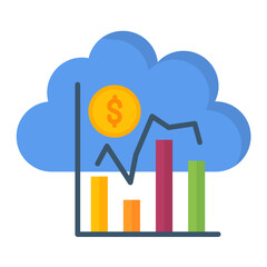 Cloud Statistics Flat Multicolor Icon