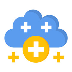 Cloud Add Flat Multicolor Icon