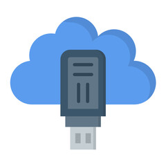 Cloud USB Flat Multicolor Icon