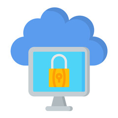 Cloud Protection Flat Multicolor Icon