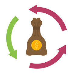 Money Transfer Flat Multicolor Icon