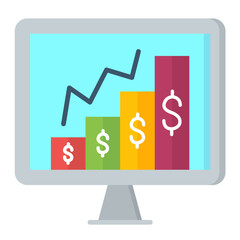 Monitoring Sales Flat Multicolor Icon