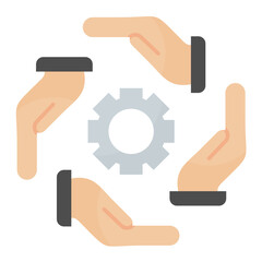 Team work Flat Multicolor Icon