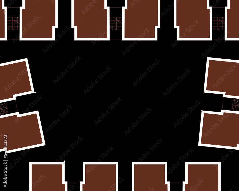 Poster abstract graphical texture with colored blocks and lines. empty space in the middle. black backgroun