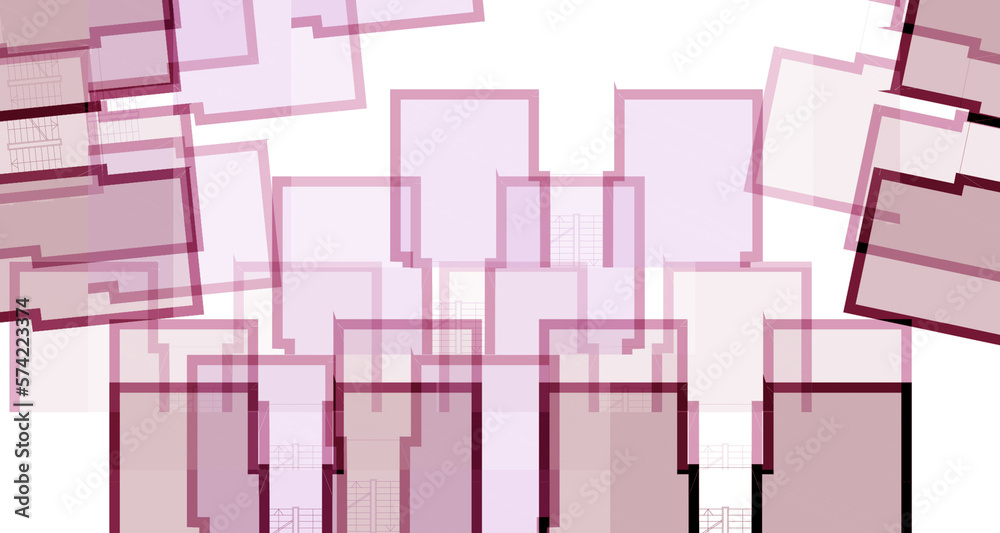 Poster abstract graphical texture with colored blocks and lines. objects with different transparencies. pur