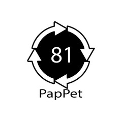 Paper (cardboard). Recycling codes 81 PapPet. Composite materials sign. Vector illustration