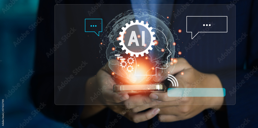 Poster digital brain artificial intelligence ai machine learning business technology internet network conce