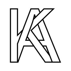 Logo sign ka ak, icon double letters logotype a k