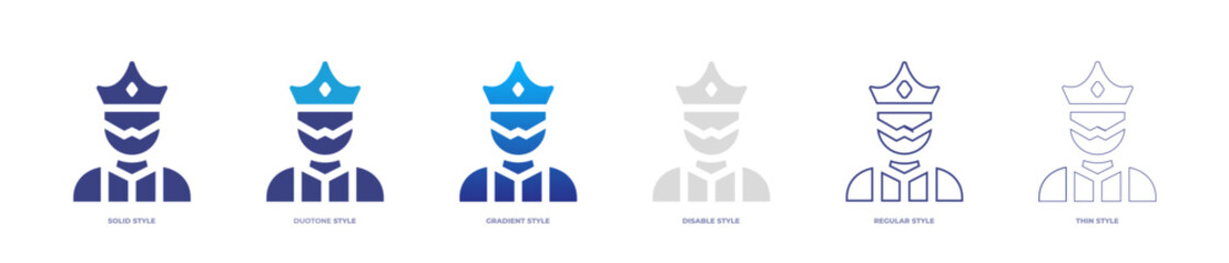 King icon set full style. Solid, disable, gradient, duotone, regular, thin. Vector illustration and transparent icon.