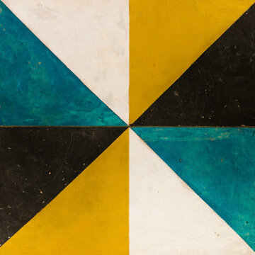 Yellow and black geometric background with grunge texture and pattern for design © Textureatti