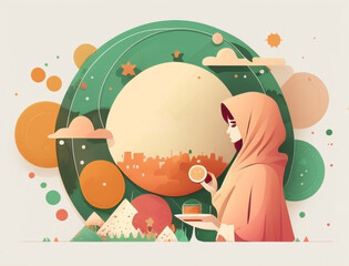 Ramadan background with circle frame and soft color