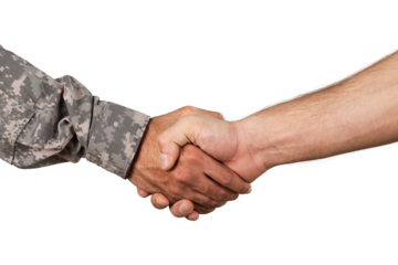 Soldier and Man Shaking Hands