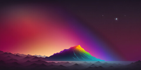 Dark Colorful Mountain Background, Modern Design. Moderate Gradient Red Yellow Blue colors. Used as banner, presentation or wallpaper - Illustration generativ ai
