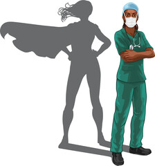 Super Hero Black Woman Doctor Nurse Superhero