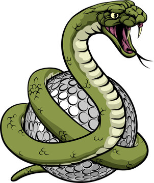 Snake Golf Ball Animal Sports Team Cartoon Mascot