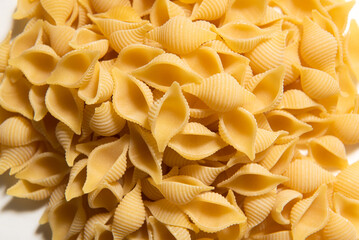 Conchiglie rigate, tipica pasta italiana  