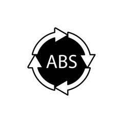 Plastic recycle symbol ABS 9 vector icon. Plastic recycling code ABS.