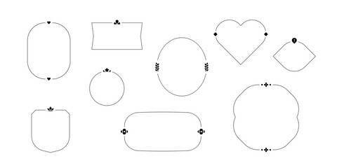 Line decorative frames. Classic retro ornamental art deco border elements, vintage geometric dividers. Vector simple set