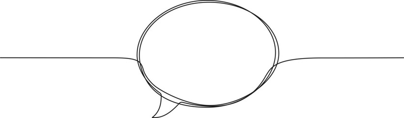 continuous single line drawing of an empty speech bubble, line art vector illustration