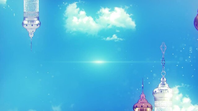 eid mubarak full moon and eid or Ramadan Kareem background, eid mubarak background with moon and lantern