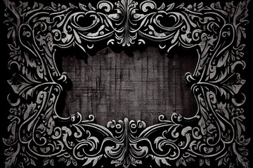 Grunge background with text frame. Vintage frame with free space for text. Textured background with space for your needs. Great layer for your projects. Black and white