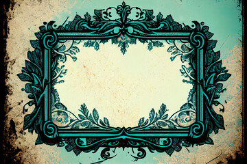 Grunge background with text frame. Vintage frame with free space for text. Textured background with space for your needs. Great layer for your projects. Black, white and green