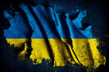 Torn flag of Ukraine. Torn and dirty flag cloth. Ukraine design elements. Abstract backgrounds using Ukraine flag colors. Lacerated paper