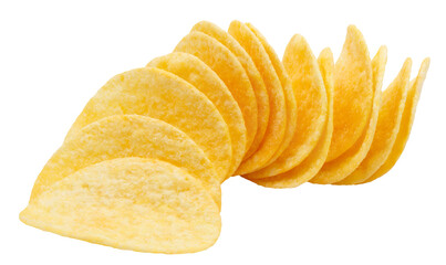 Delicious potato chips cut out