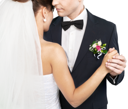 Happy just married young couple