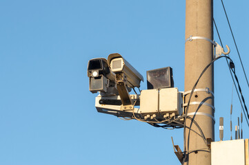 CCTV camera on a street pole