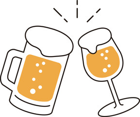 Cheers with beer. beer icon. Design used in taverns and pubs.