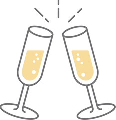 Cheers icon with sparkling wine. Design used in taverns and pubs.