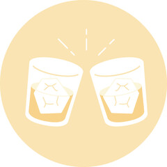 Cheers icon with glasses. Design used in pubs and bars.