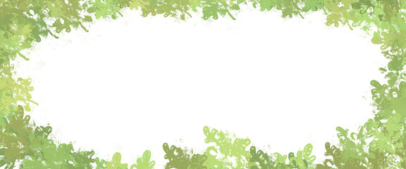 Big transparent png banner with frame of green leaves at the border for topics like garden, nature environment with a lot of white space for your content