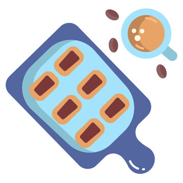 cookies on tray with coffee flat design clip art preview