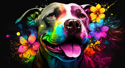 Pitbull Terrier Dog Art - Generative AI