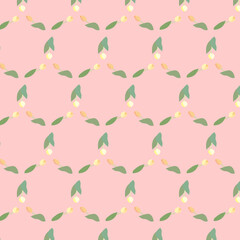 チューリップの背景＿サークル状に並んだシームレスパターン＿ピンク背景