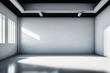 A stark white room with minimalistic interior design, perfect for capturing any desired shot without distractions from people, made with generative ai