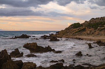Relaxed sunset by the coast