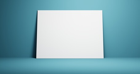 white cardboard leaning on a colored wall with shadows. Simple style