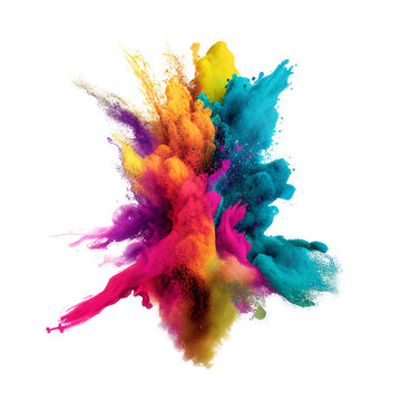 Holiday Of Spring And Bright Colors Of Holi. Explosion Of Colors. Paint Powder Spraying. Generative AI. PNG24