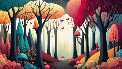 Fantasy abstract woodland forest landscape - Ai Generated. #7