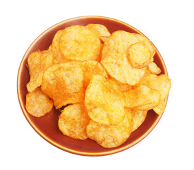 Tasty potato chips on a transparent background, unhealthy food