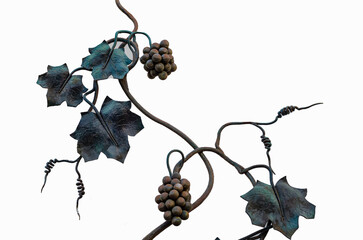 a vine with grapes on a white background a metal grate in a public place is not a subject requiring...