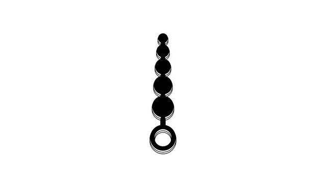 Black Anal beads icon isolated on white background. Anal balls sign. Fetish accessory. Sex toy for men and woman. 4K Video motion graphic animation