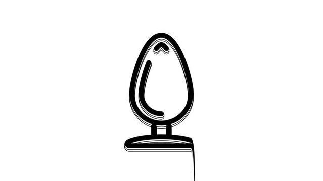 Black Anal plug icon isolated on white background. Butt plug sign. Fetish accessory. Sex toy for men and woman. 4K Video motion graphic animation
