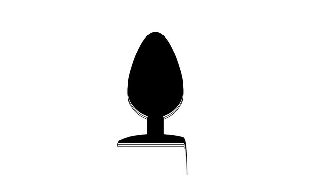 Black Anal plug icon isolated on white background. Butt plug sign. Fetish accessory. Sex toy for men and woman. 4K Video motion graphic animation